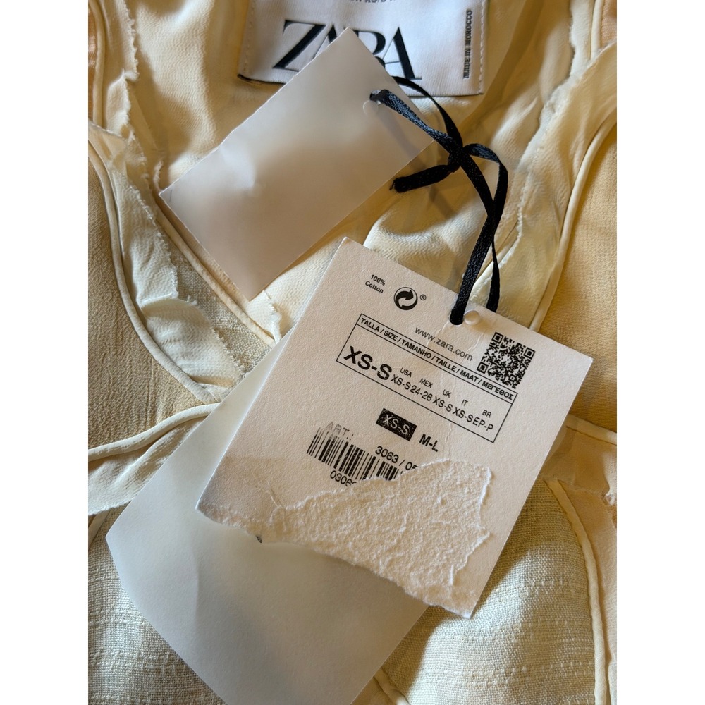 Zara Patchwork Waist Coat Vest Women XS Beige NWT Limited Edition Collection - Picture 9 of 9